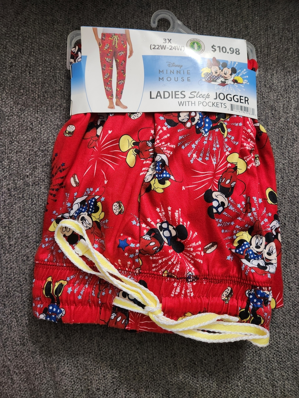 Disney Ladies Red Minnie Mouse Sleep Jogger with Pockets For Woman Size 3X